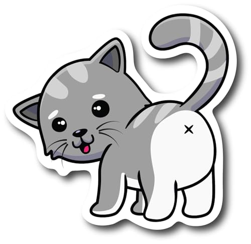 Magnet Me Up Cat Butt Car Magnet Decal, 5 Inch, Grey, Cute Cat Bum, for Cat Lovers and Humour Enthusiasts, Funny, Bumper Accessories