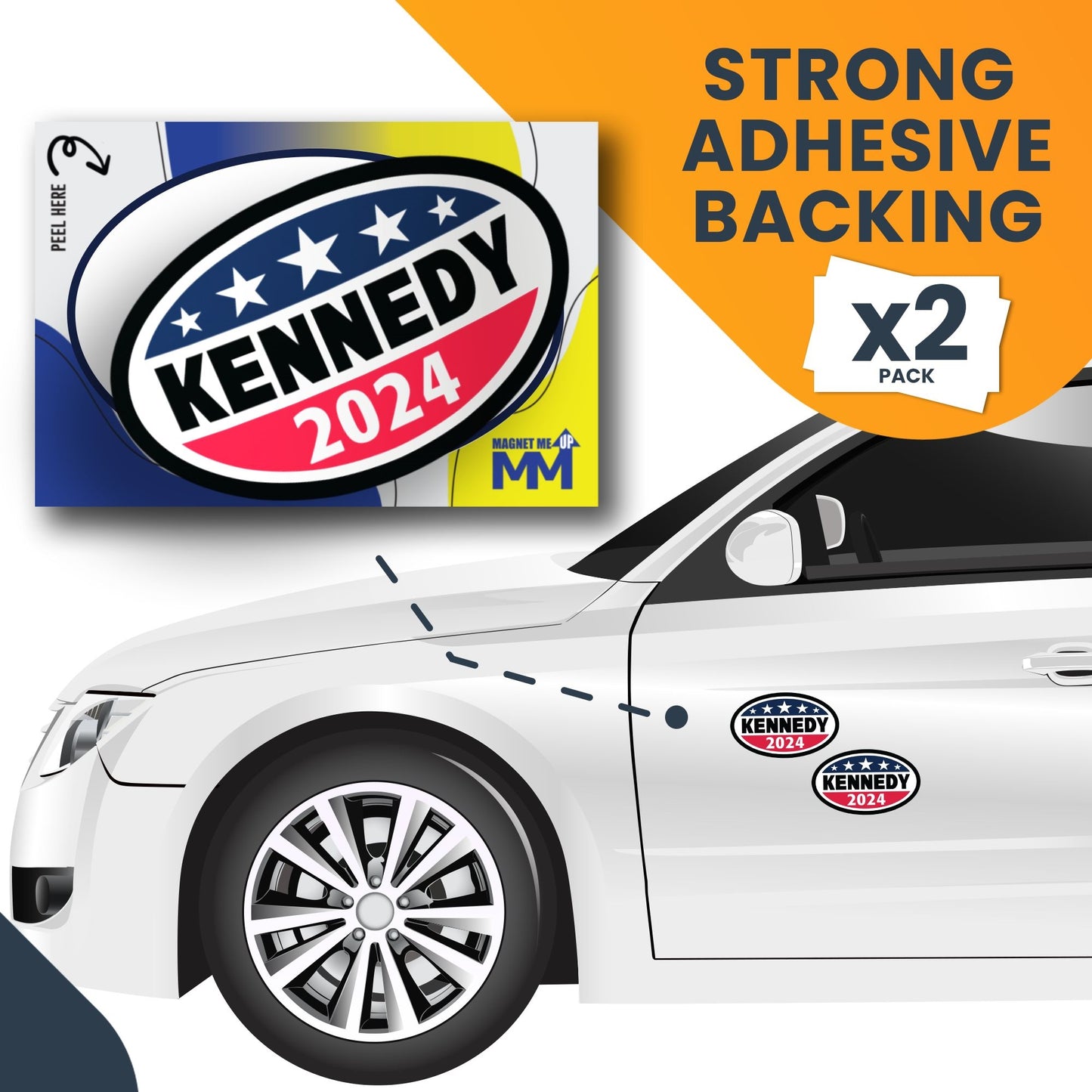 Magnet Me Up Kennedy 2024 Robert F. Kennedy, Jr. Democratic Political Party 2024 Adhesive Decal Sticker, 2 Pack, 5.5x3.5 Inch, Heavy Duty adhesion to Car Window, Bumper, etc