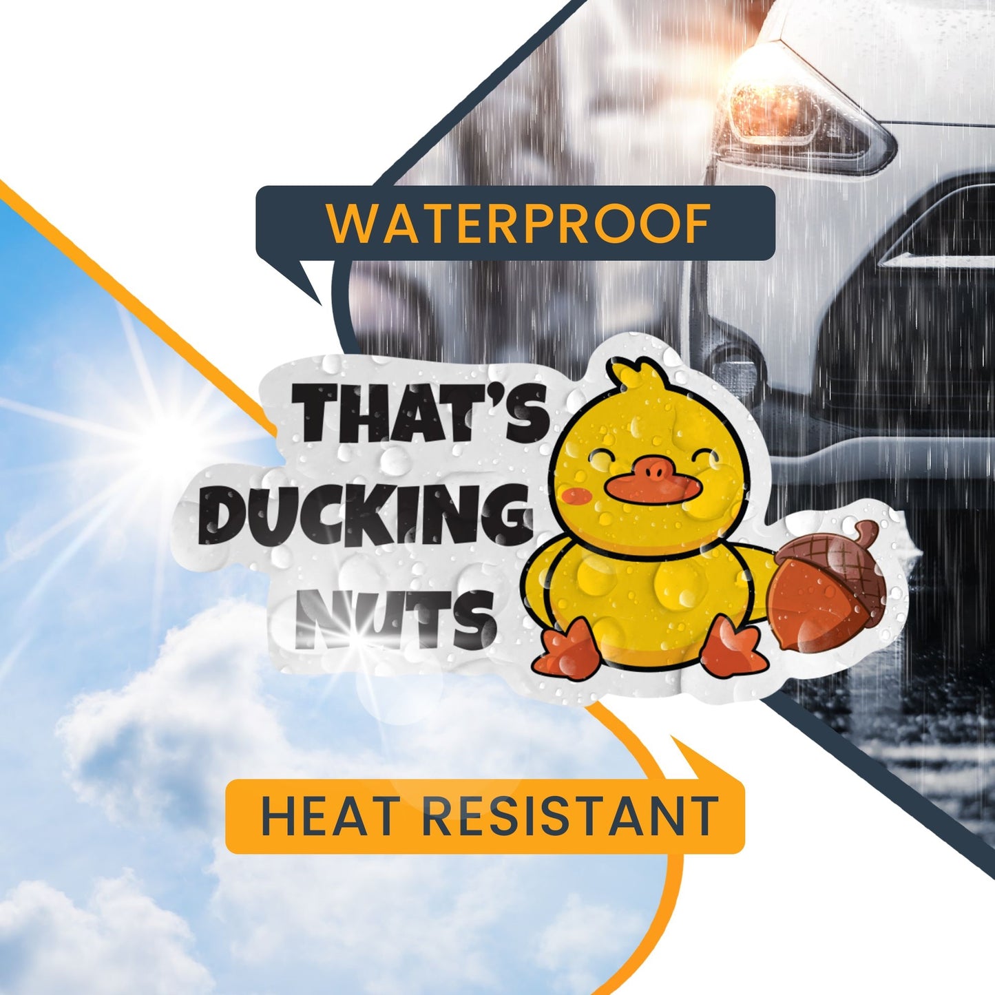 Magnet Me Up That's Ducking Nuts Cute Duck Magnet Decal, 6.5x3 Inches, Heavy Duty Automotive for Car, Truck, Refrigerator, Or Any Other Magnetic Surface, Funny Gag Joke Gift, Crafted in USA