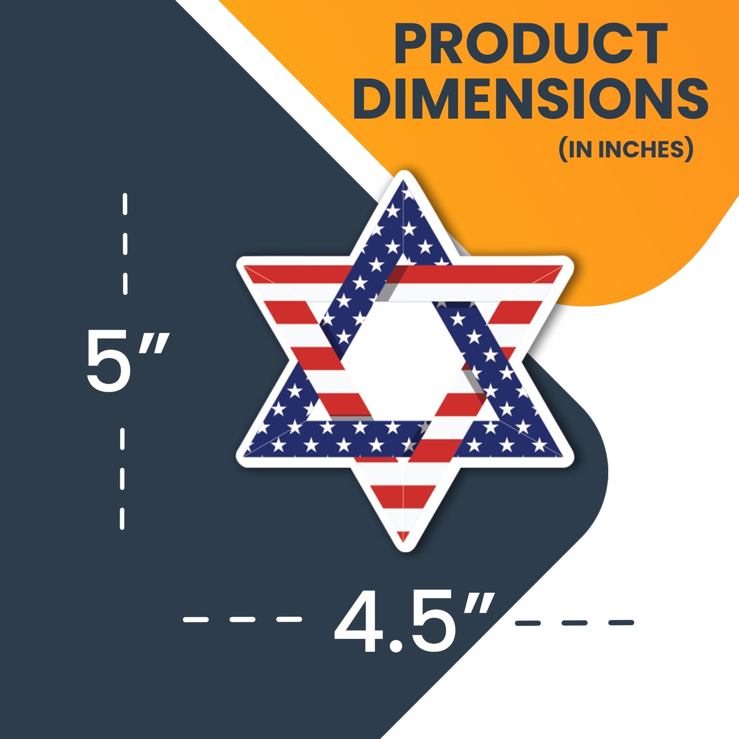 Magnet Me Up Magen David Star Shaped American USA Flag Magnet Decal, 4.5x5 inches, Heavy Duty Automotive Magnet for Car, Truck, SUV