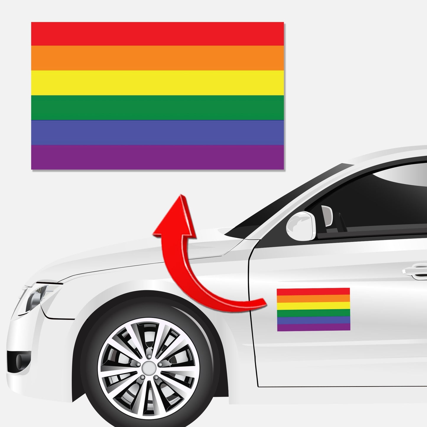 Magnet Me Up Gay Pride LGTBQ Rainbow Flag Car Magnet Decal, 7x12 Inches, Heavy Duty for Car Truck SUV, in Support of LGBTQ