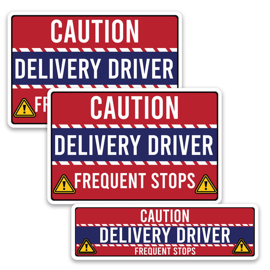 Magnet Me Up Caution Frequent Stops Delivery Driver Automotive Magnet Decal, 3 Pack, Red/Blue, Two 8x12 inch and One 3x10 inch, Automotive Magnet for Car, Flex Delivery Driver, Crafted in USA