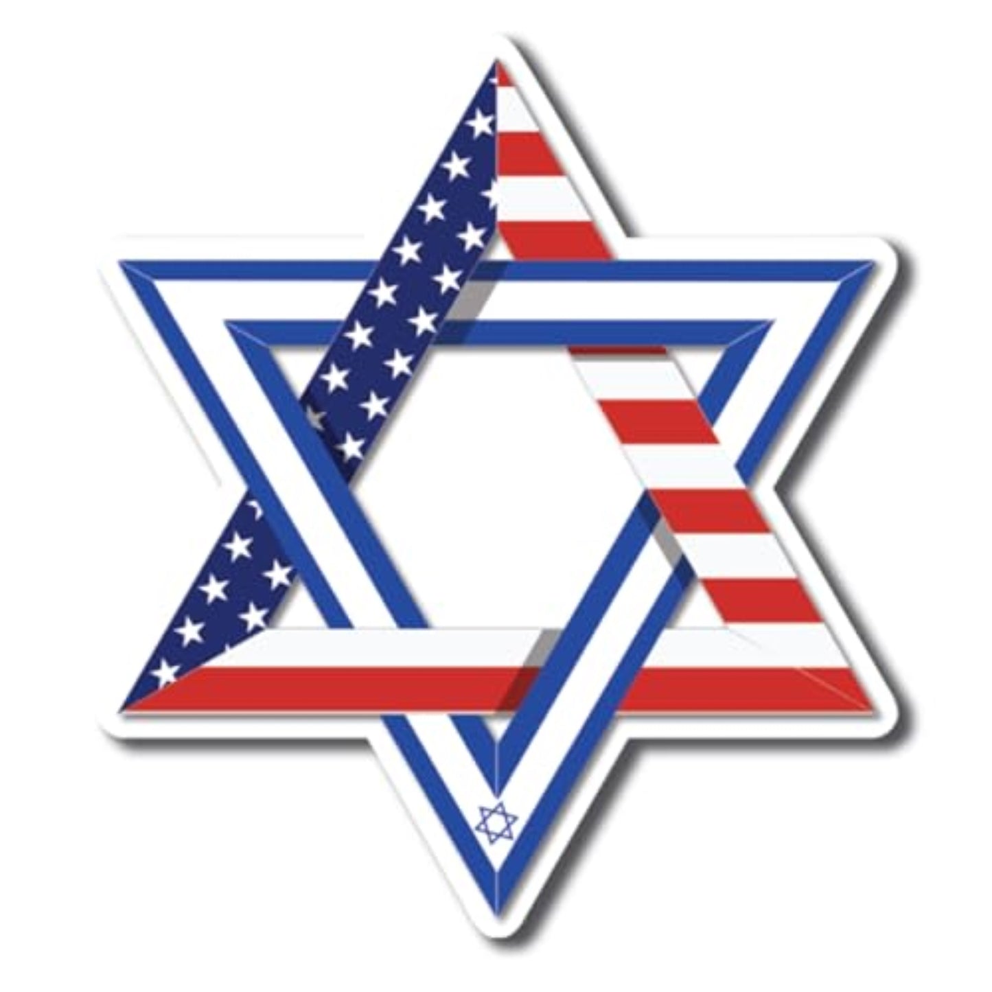 Magnet Me Up Magen David Star Shaped Combo American and Israeli Flag Magnet Decal, 4.5x5 in, Bumper Magnet for Car, Truck