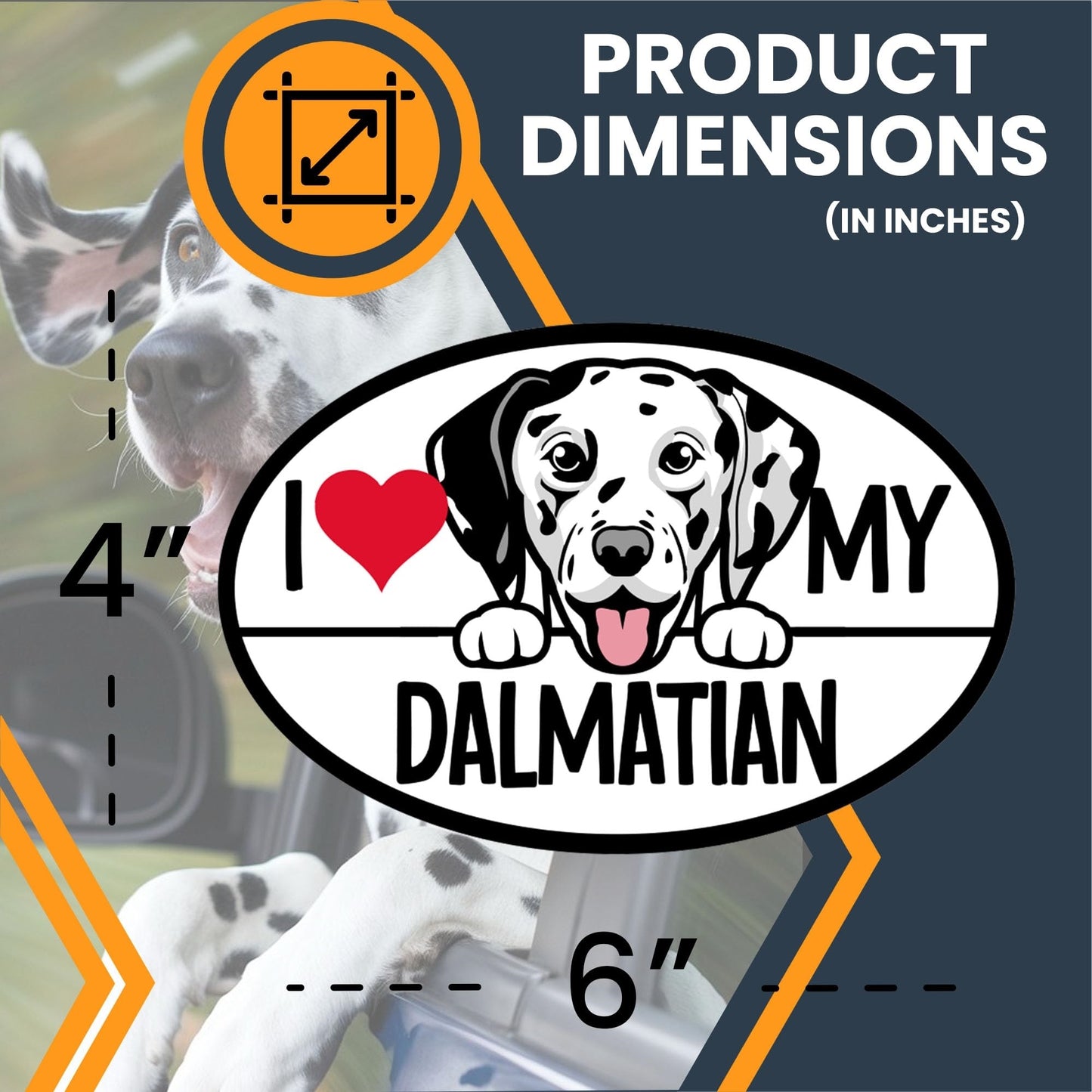 I Love My Dalmatian Dog Breed Car Magnet Decal, 4x6 inches Oval, Stylish and Sturdy Bumper Magnet to Showcase Your Canine Affection Wherever You Drive