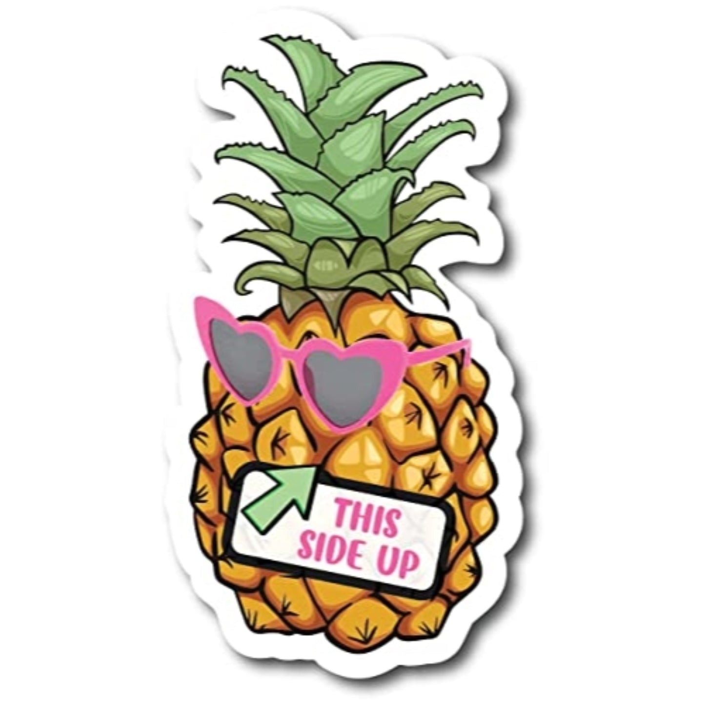 Magnet Me Up This Side Up Right Side Up Pineapple with Sunglasses Magnet Decal, 4x8 Inch, Heavy Duty Automotive Magnet for Car, Truck, SUV, Cruise Ship Door or Any Other Magnetic Surface