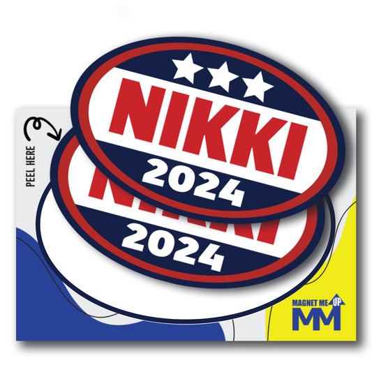 Magnet Me Up Nikki 2024 Nikki Haley Republican Political Party 2024 Adhesive Decal Sticker, 2 Pack, 5.5x3.5 Inch, Heavy Duty adhesion to Car Window, Bumper, etc