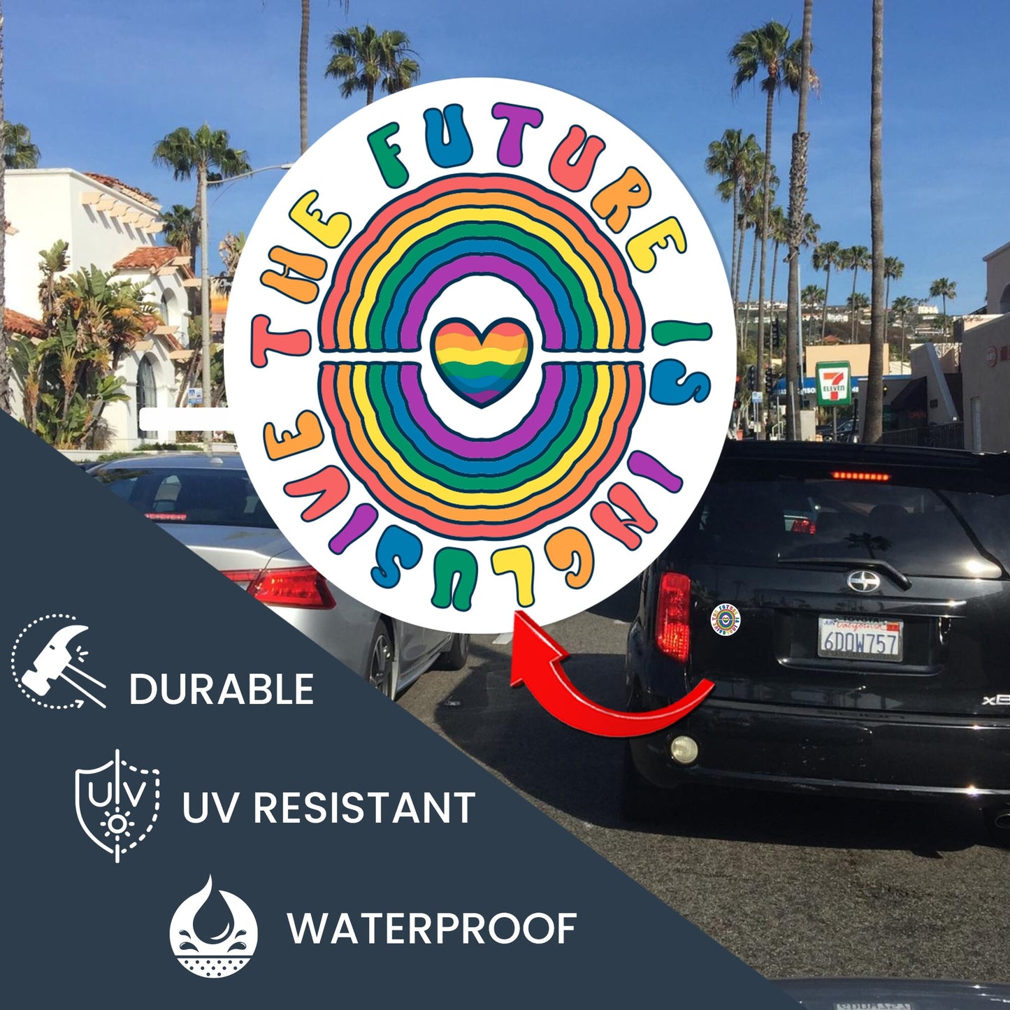 Magnet Me Up The Future is Inclusive LGBTQ Magnet Decal, 6x4 Inch, Rainbow Support Gay Pride and Equality, Love Conquers All, Automotive Magnet for Car, Truck, Or Any Magnetic Surface, Made in USA