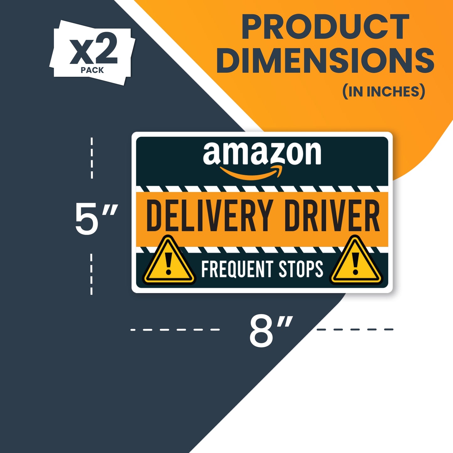 Magnet Me Up Caution Frequent Stops Delivery Driver Magnet Decal, 2PK, 5x8 inch, Heavy Duty Automotive Magnet for Car, Truck, Any Magnetic Surface, For Flex Delivery Driver, Crafted in USA