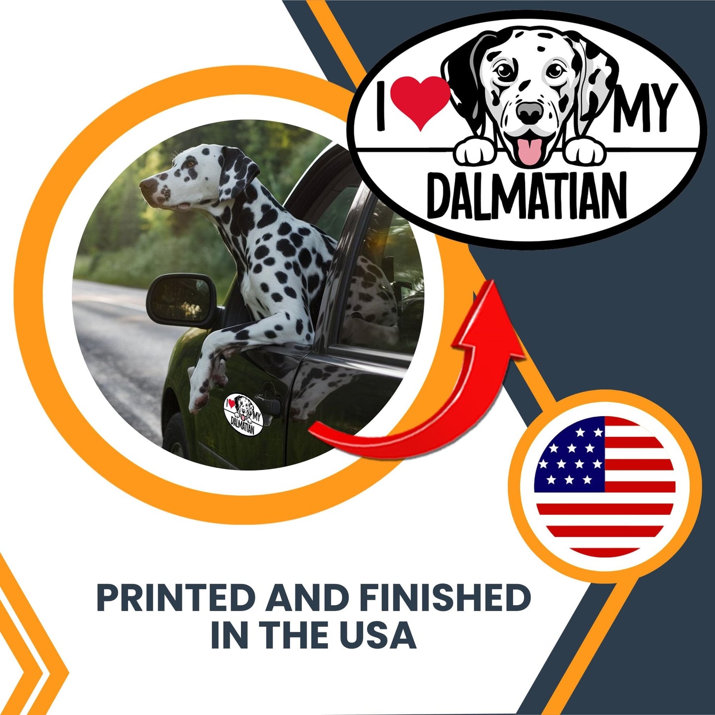 I Love My Dalmatian Dog Breed Car Magnet Decal, 4x6 inches Oval, Stylish and Sturdy Bumper Magnet to Showcase Your Canine Affection Wherever You Drive