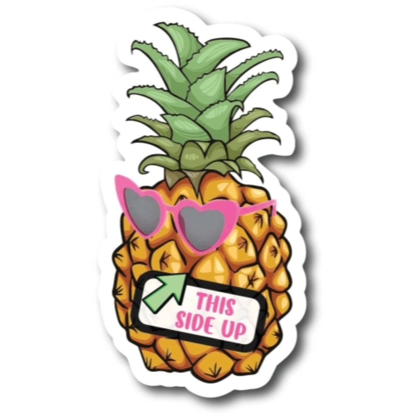 Magnet Me Up This Side Up Right Side Up Pineapple with Sunglasses Magnet Decal, 3x6 Inch, Heavy Duty Automotive Magnet for Car, Truck, SUV, Cruise Ship Door or Any Other Magnetic Surface