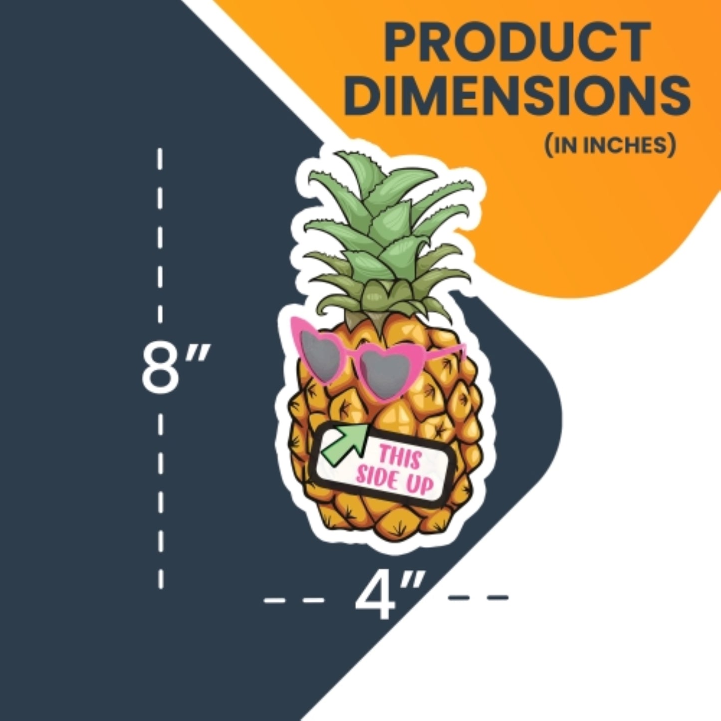 Magnet Me Up This Side Up Right Side Up Pineapple with Sunglasses Magnet Decal, 4x8 Inch, Heavy Duty Automotive Magnet for Car, Truck, SUV, Cruise Ship Door or Any Other Magnetic Surface