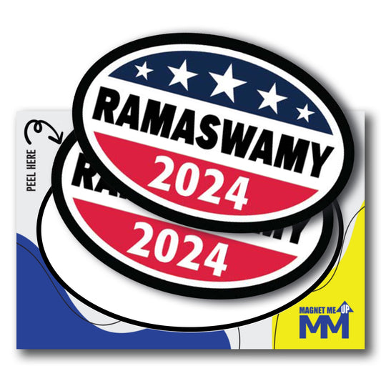 Magnet Me Up Vivek Ramaswamy Republican Political Party 2024 Adhesive Decal Sticker, 2 Pack, 5.5x3.5 Inch, Heavy Duty Adhesion to Car Window, Bumper, etc