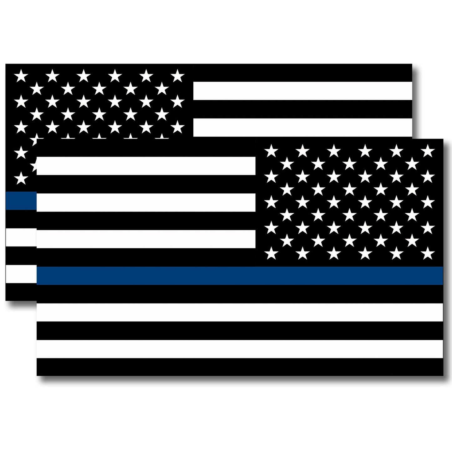 7x12 Thin Blue Line American Flag + Reverse Opposing American Flag