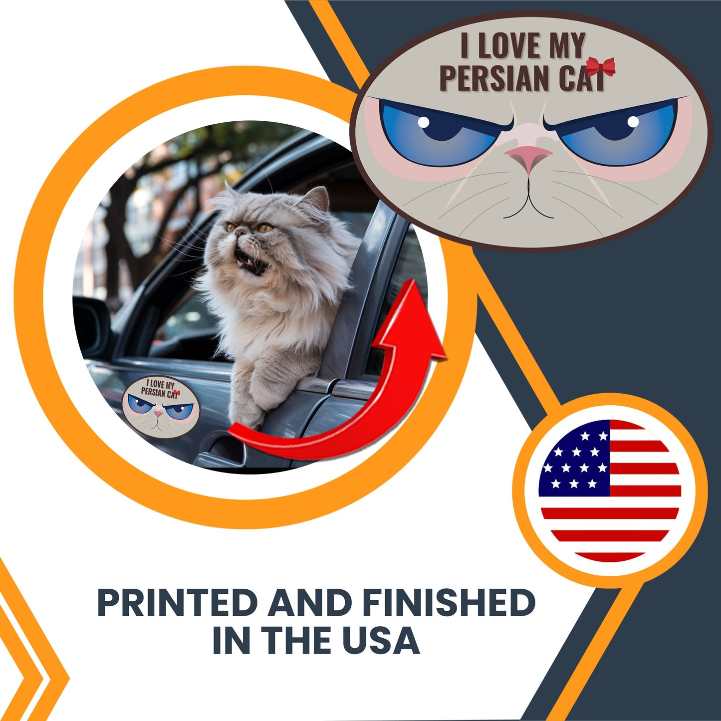 Magnet Me Up I Love My Persian Cute Cat Breed Car Magnet Decal, 4x6 Inches Oval, Loving Companions, Iconic Felines, Bumper Magnet, Fridge Decor