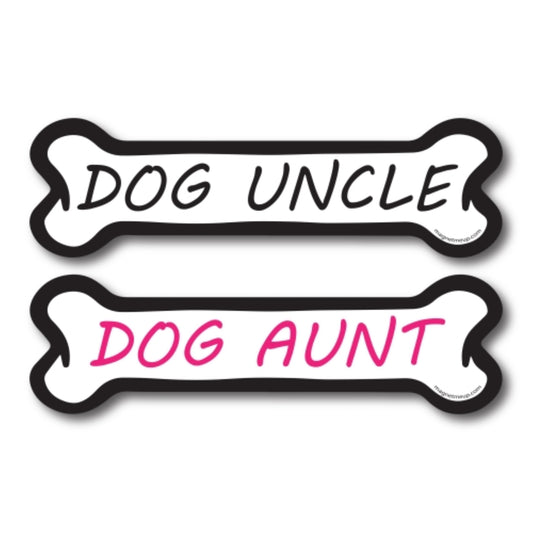 Dog Uncle and Dog Aunt, 2 Pack Dog Bone Car Magnets- 2 x 7" Dog Bone Decals Heavy Duty for Car Truck SUV Waterproof …