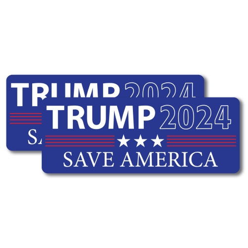 Magnet Me Up Trump 2024 Save America Republican Party Political Magnet Decal, 2 Pack, 3x8 Inches, Heavy Duty Automotive Magnet for Car Truck SUV