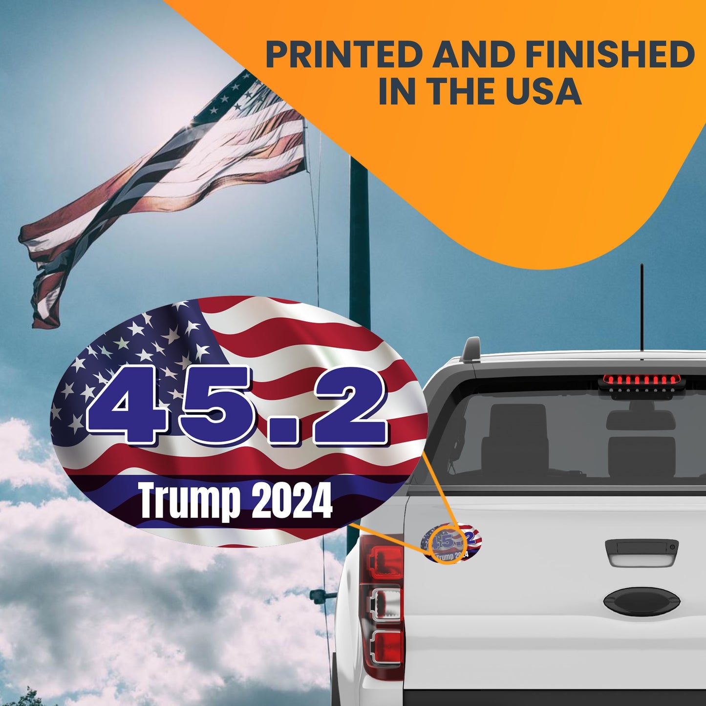 Magnet Me Up 45.2 Trump American Flag Republican Election Car Magnet, 4x6 inches Oval Magnetic Decal, Presidential Election 2024 Campaign Souvenir, Gift, 2nd Term, for Car, Truck, SUV, Crafted in USA