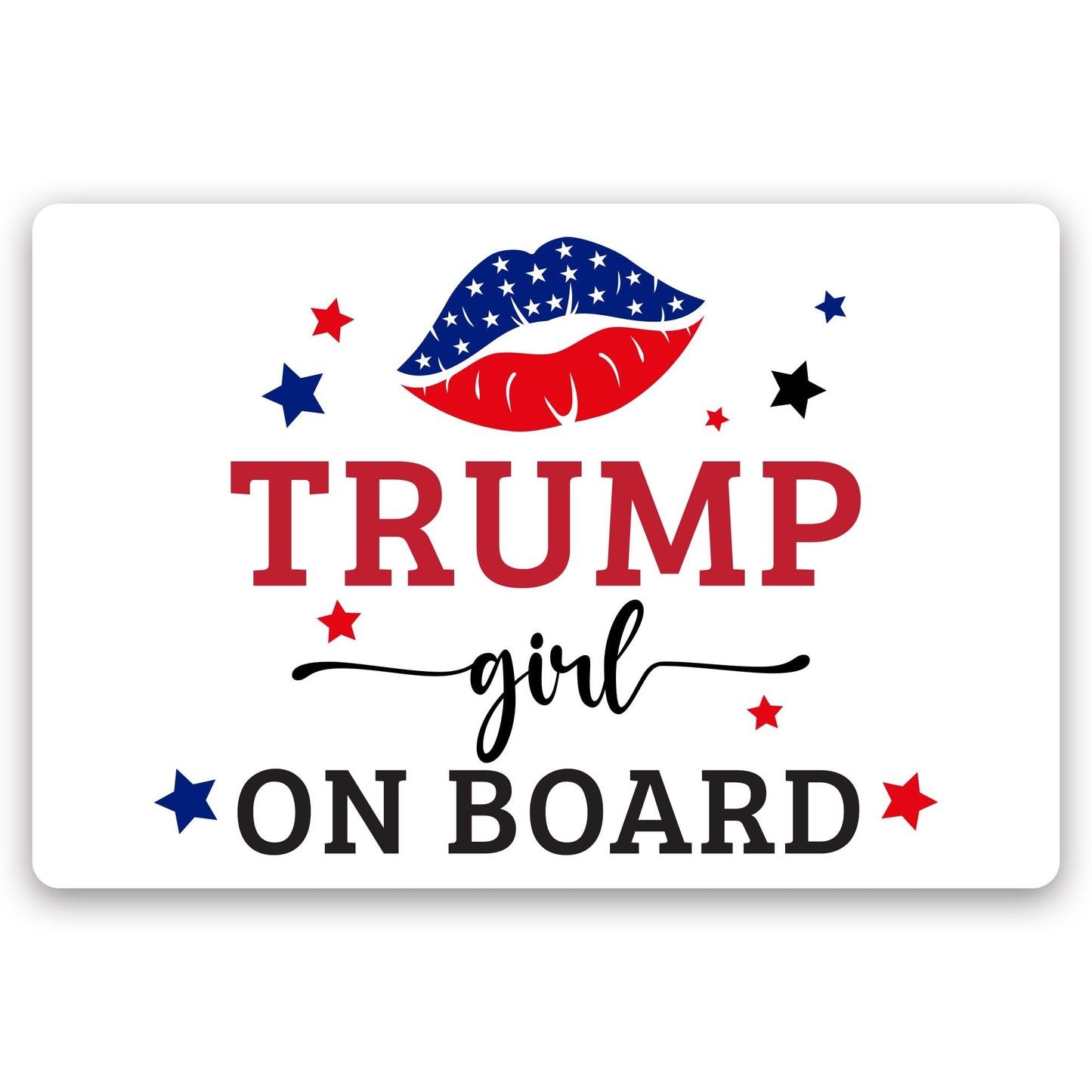 Magnet Me Up Trump Girl On Board Car Magnet Decal, 4x6 Inches Red, with Lip, Great Gift for Women Trump Supporters, Patriotic Car Accessory