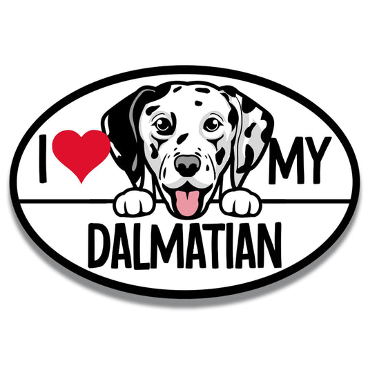 I Love My Dalmatian Dog Breed Car Magnet Decal, 4x6 inches Oval, Stylish and Sturdy Bumper Magnet to Showcase Your Canine Affection Wherever You Drive