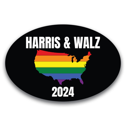 Magnet Me Up Kamala Harris Waltz 2024 Election Magnetic Decal, 4x6 Inch Oval, Harris 2024 for President, Kamala Harris Car Magnet, Democrat, Rainbow Bumper Magnet, LGBTQ, Crafted in USA