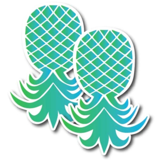 Magnet Me Up Upside Down Pineapple Magnet Decal, Blue and Green, 4x6 Inch, 2 Pack, Heavy Duty Automotive Magnet for Car, Truck, SUV, Cruise Ship Door Or Any Other Magnetic Surface