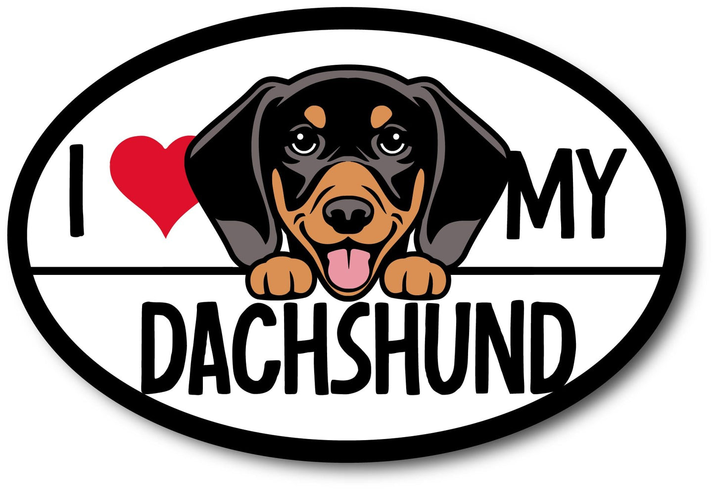 Magnet Me Up I Love My Dachshund Magnetic Car Decal, 4x6 Inches Oval, Dog Lover Gift for Cute Weiner Dog Breed Enthusiasts, for Car, Fridge, Lockers, and Any Magnetic Surface, Crafted in USA