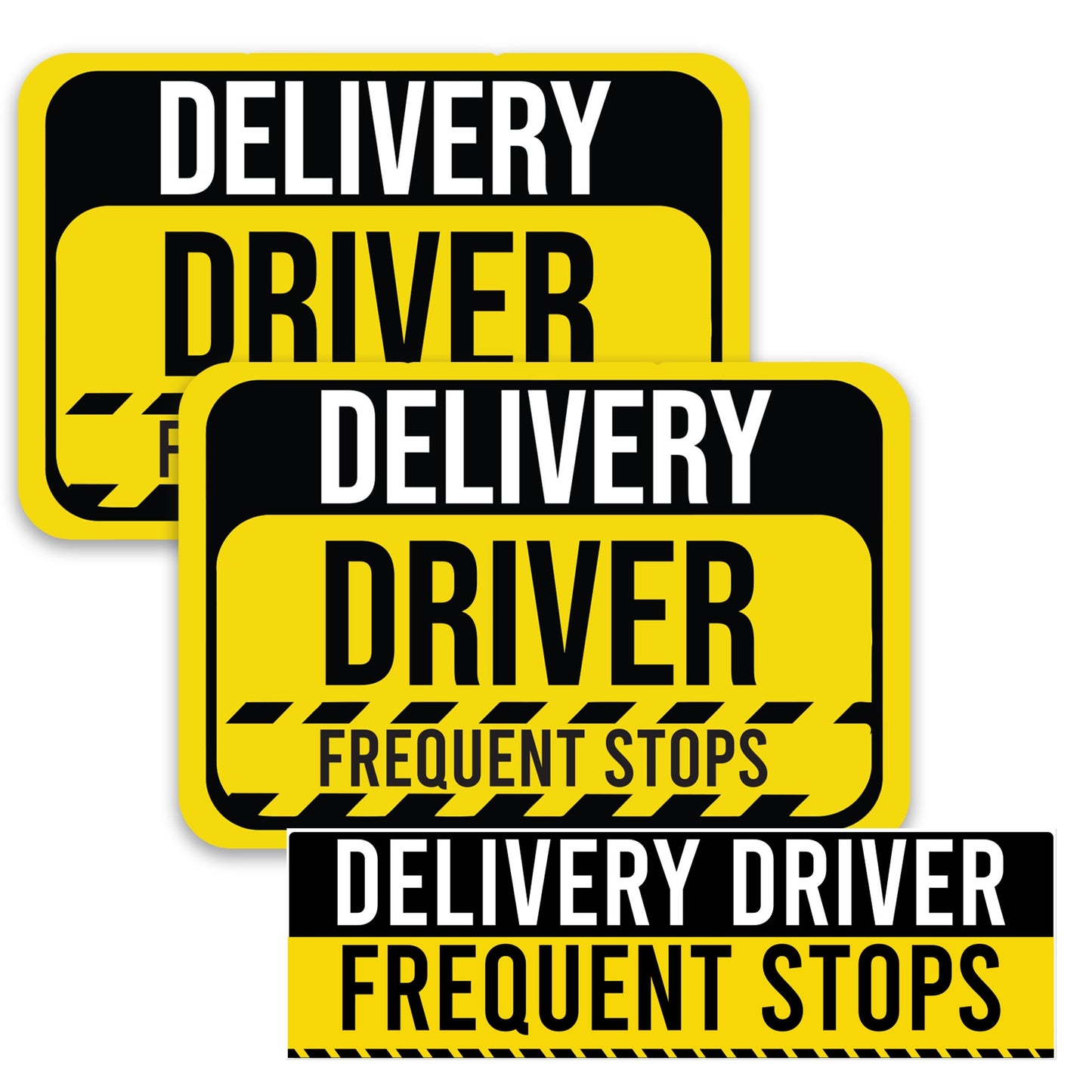 Magnet Me Up Caution Frequent Stops Delivery Driver Automotive Magnet Decal, 3 Pack, Two 8x12 inch and One 3x10 Inch, Automotive Magnet for Car, Flex Delivery Driver, Crafted in USA