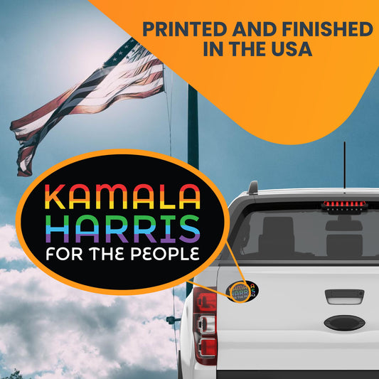 Magnet Me Up Kamala Harris 2024 Magnetic Decal, for The People, 4x6 inch Oval, Rainbow Car Magnet, Bumper Magnet