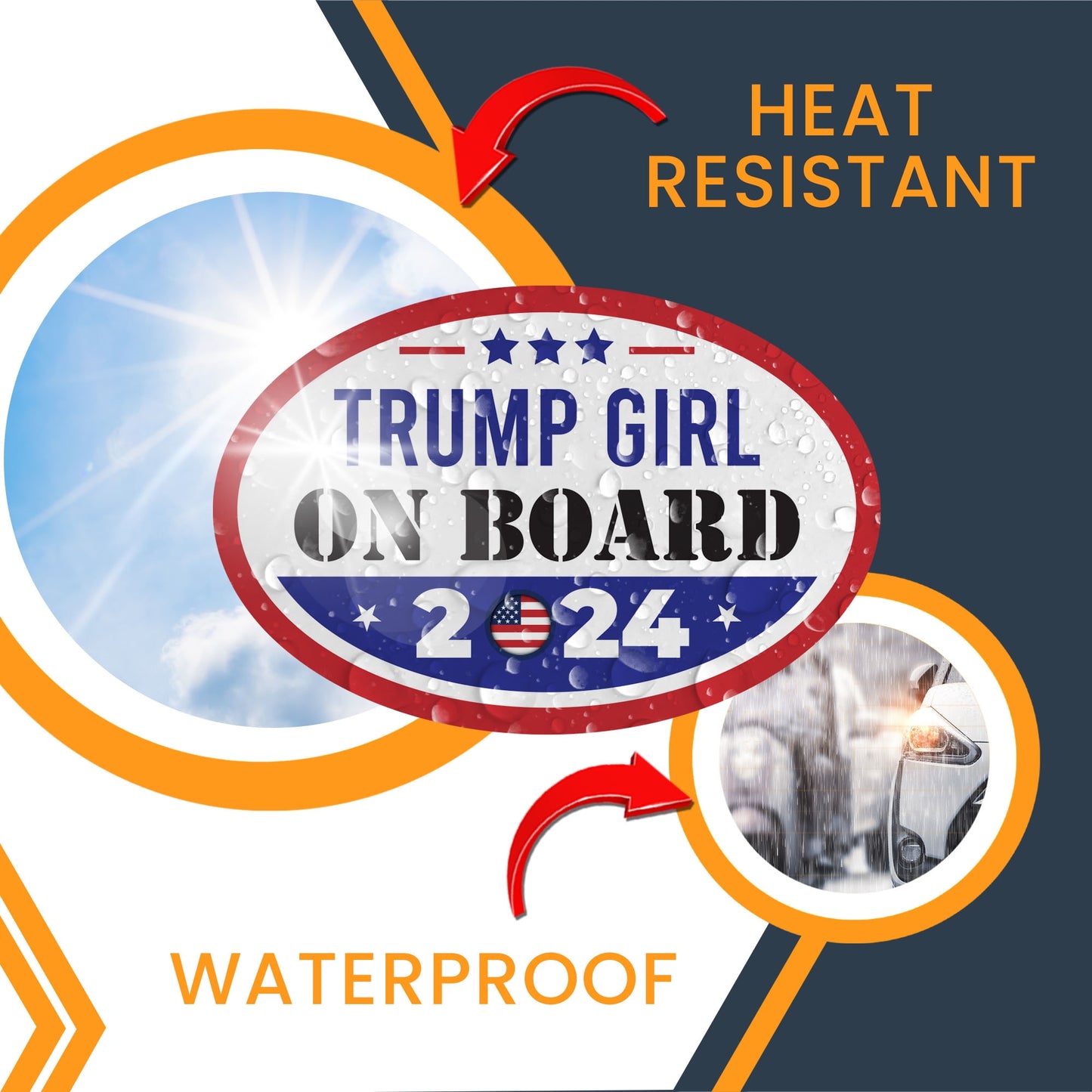 Magnet Me Up Trump Girl on Board 2024 Car Magnet Decal, 4x6 Inches Oval, Fun and Practical Vehicle Accessory for Trump Supporters, Fridge