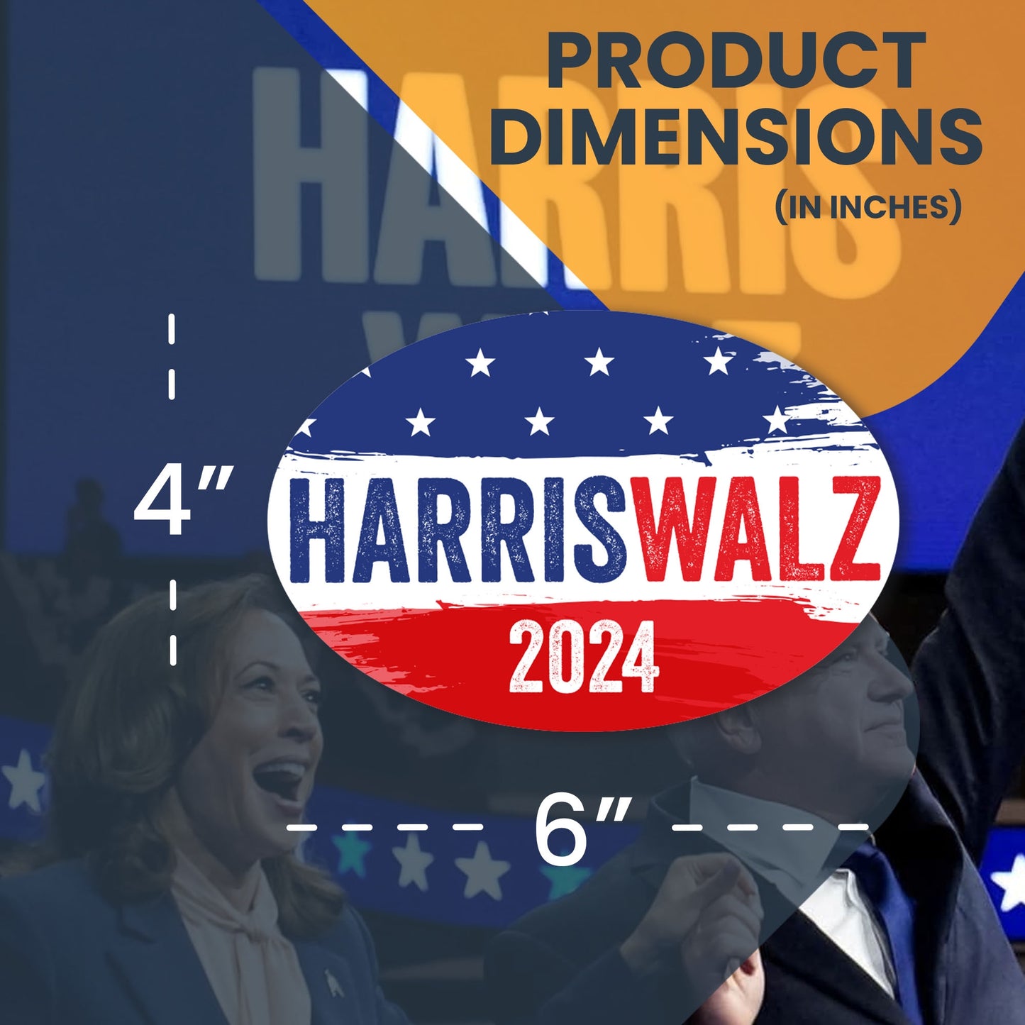 Magnet Me Up Kamala Harris Tim Walz Walts 2024 Election Magnetic Decal, 4x6 Inch Oval, President 2024, Political Campaign Souvenir, Democrat, Political Race, Any Magnetic Surface, Crafted in USA