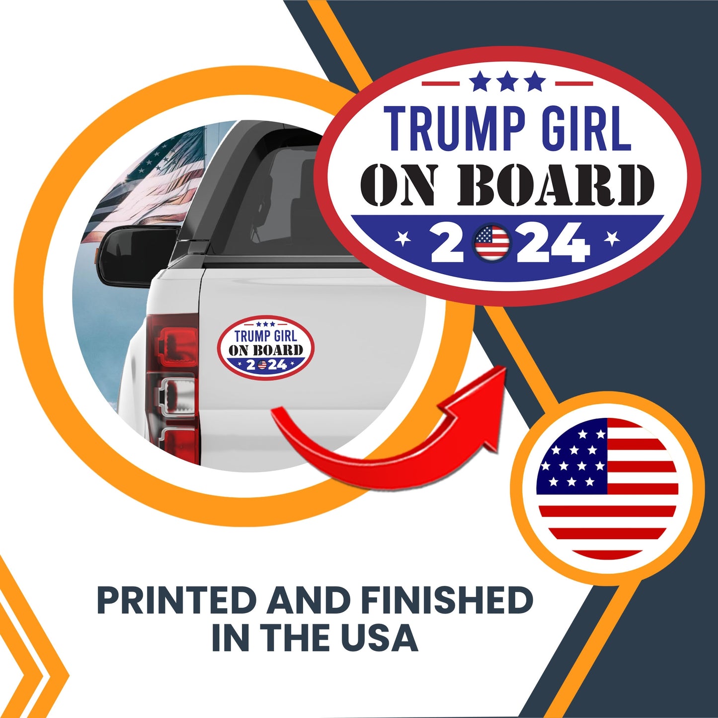 Magnet Me Up Trump Girl on Board 2024 Car Magnet Decal, 4x6 Inches Oval, Fun and Practical Vehicle Accessory for Trump Supporters, Fridge