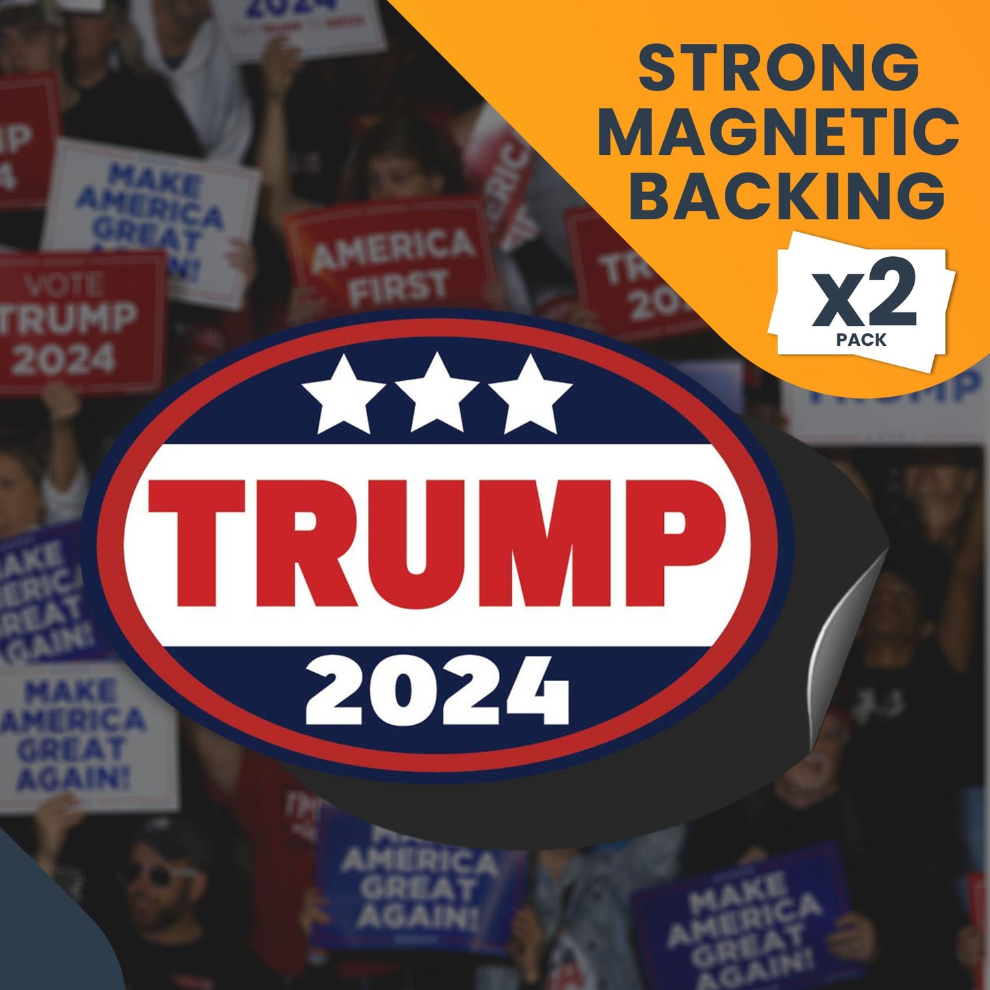 Magnet Me Up Trump 2024 Republican Party Magnet Decal, 4x6 Inch, 2 Pack, for President, Automotive Magnet for Car, or Any Magnetic Surface, Election Campaign Souvenir, Crafted in USA