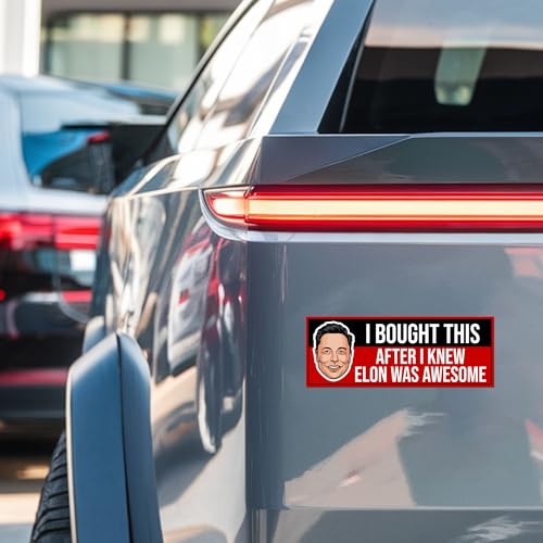 Magnet Me Up I Bought This After I Knew Elon was Awesome Magnetic Decal –3x8 Inches, Funny Car Magnet, EV Enthusiast Gift – Weatherproof UV Vinyl