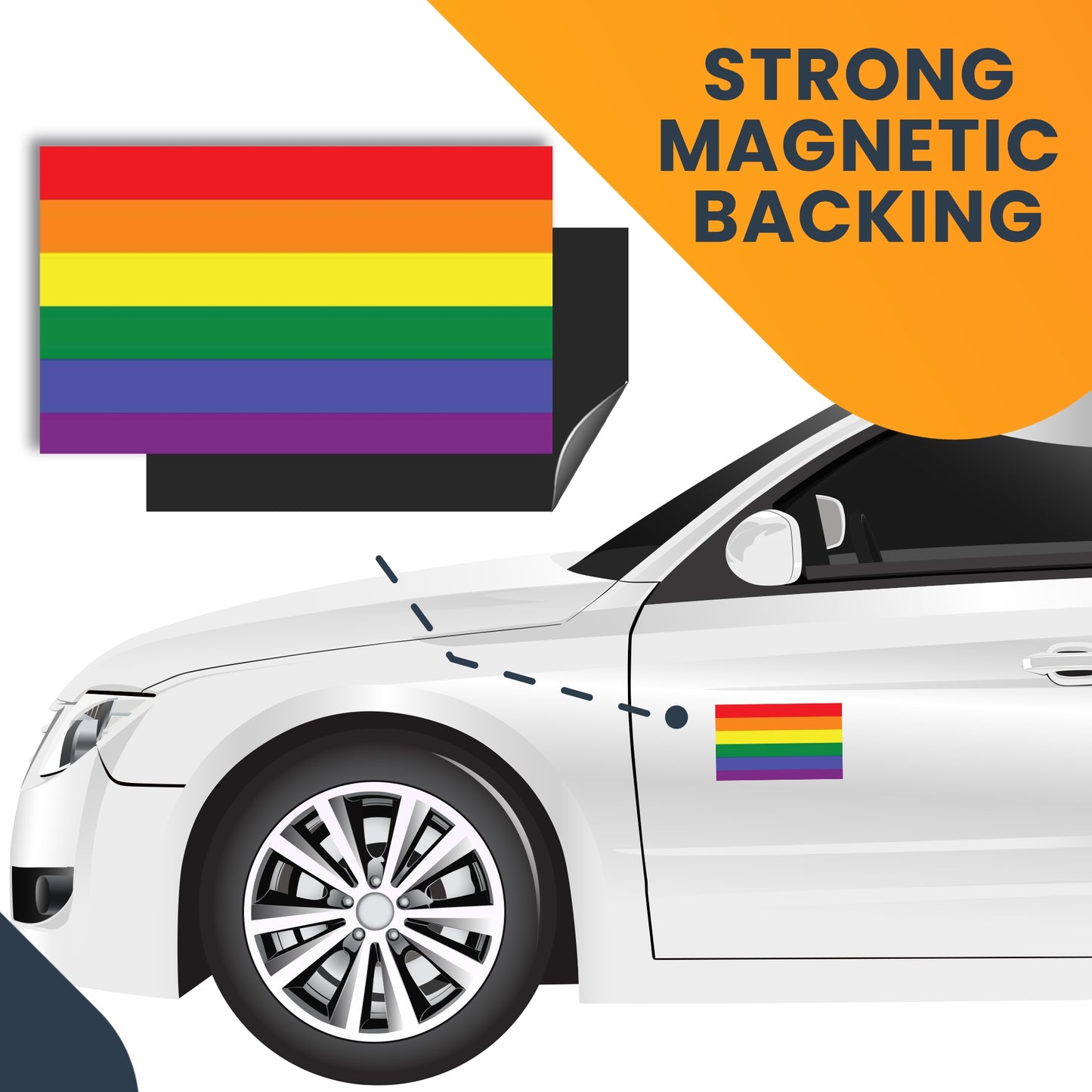 Gay Pride Rainbow Flag Car Magnet Decal - LGBT - 5x8 - Waterproof Lesbian Gay Bisexual Transexual