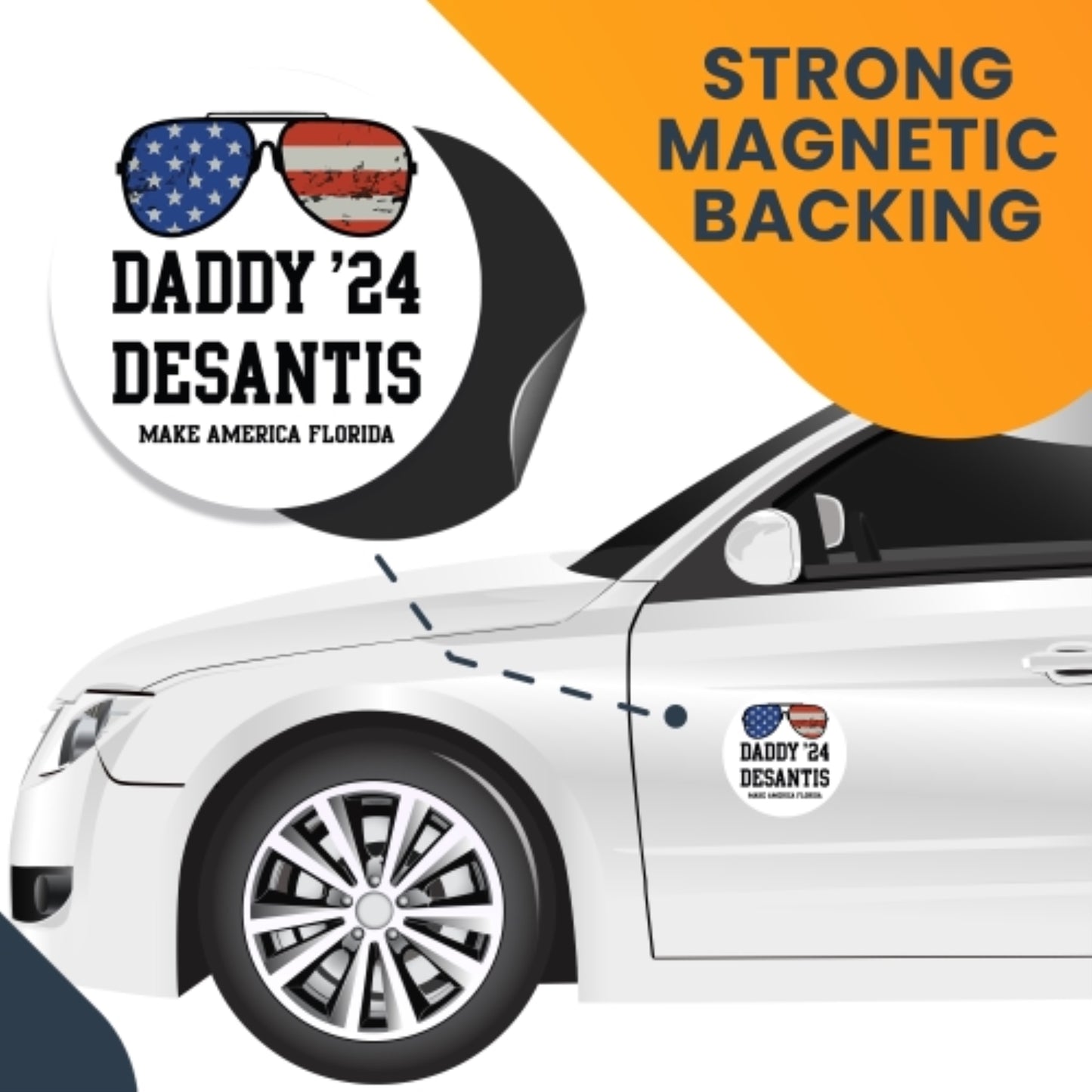 Magnet Me Up Daddy Desantis 2024 Republican Party Magnet Decal, 5 Inch, White, Heavy Duty Automotive Magnet for Car Truck SUV Or Any Other Magnetic Surface