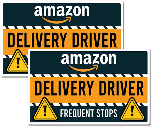 Magnet Me Up Caution Frequent Stops Delivery Driver Magnet Decal, 2PK, 5x8 inch, Heavy Duty Automotive Magnet for Car, Truck, Any Magnetic Surface, for Amazon Flex Delivery Driver, Made in USA