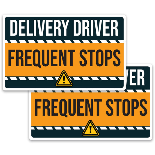 Magnet Me Up Caution Frequent Stops Delivery Driver Magnet Decal, 2PK, 5x8 inch, Heavy Duty Automotive Magnet for Car, Truck, Any Magnetic Surface, For Flex Delivery Driver, Made in USA