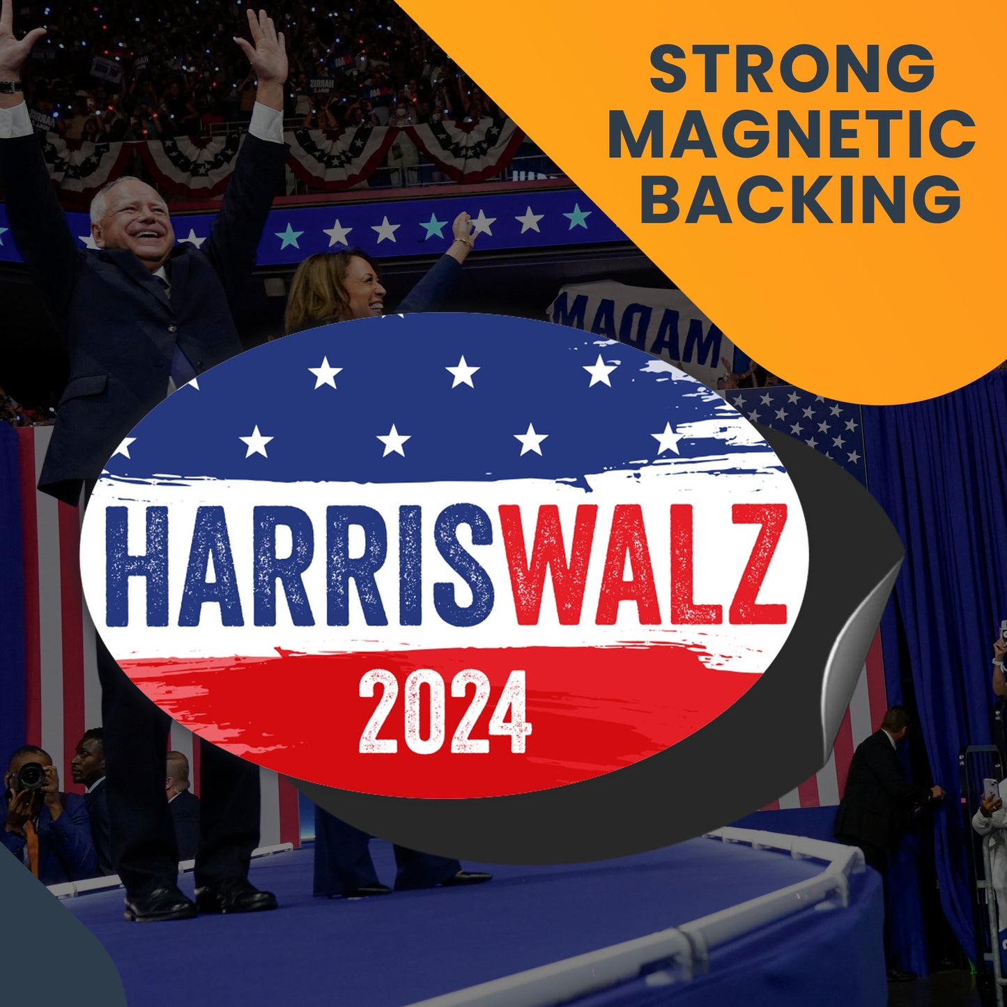 Magnet Me Up Kamala Harris Tim Walz Walts 2024 Election Magnetic Decal, 4x6 Inch Oval, President 2024, Political Campaign Souvenir, Democrat, Political Race, Any Magnetic Surface, Crafted in USA