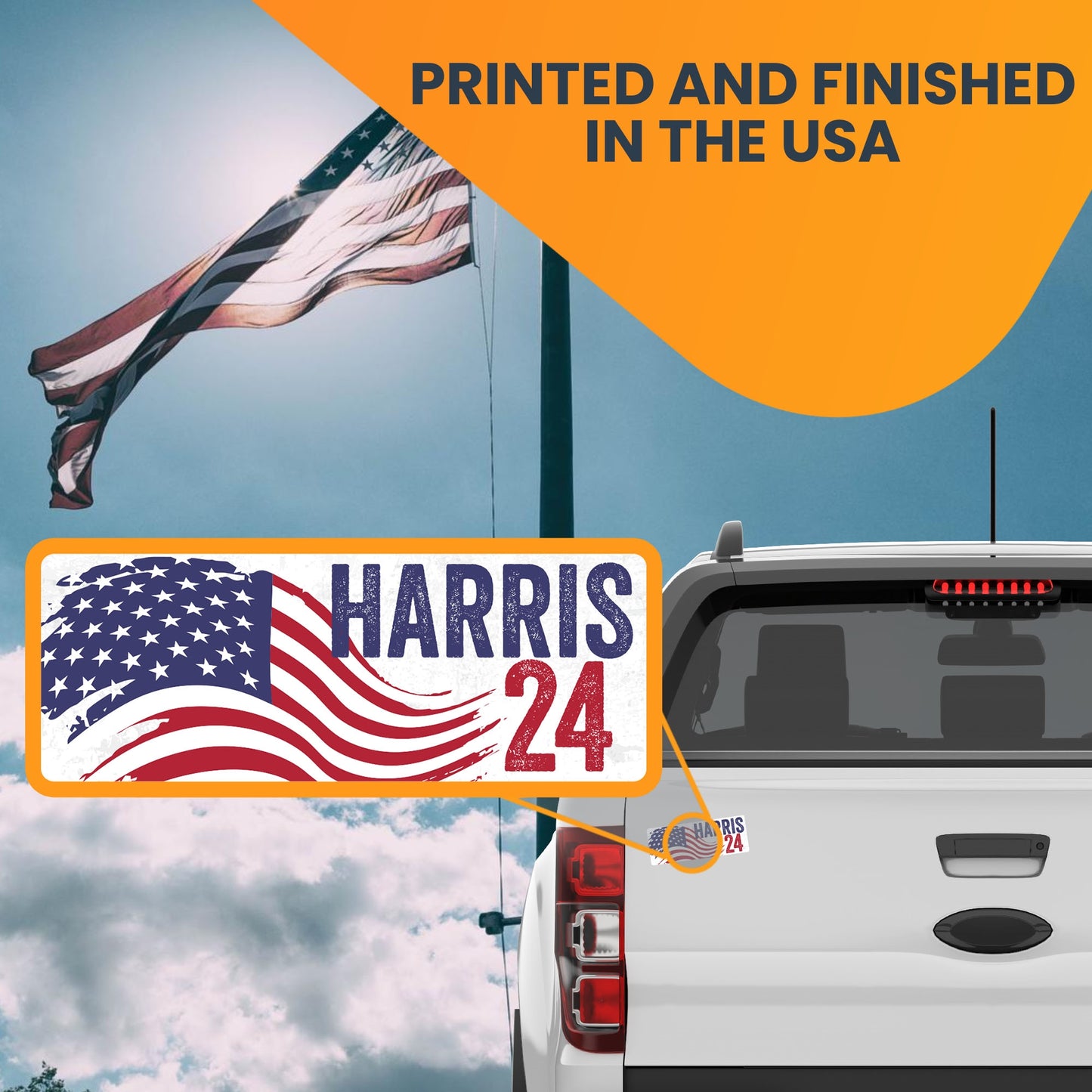 Magnet Me Up Kamala Harris 2024, American Flag Election Magnet Decal, 3x8 Inch, Bold and Inspiring Political Campaign Souvenir, Presidential Election, any Magnetic Surface, Democrat, Crafted in USA