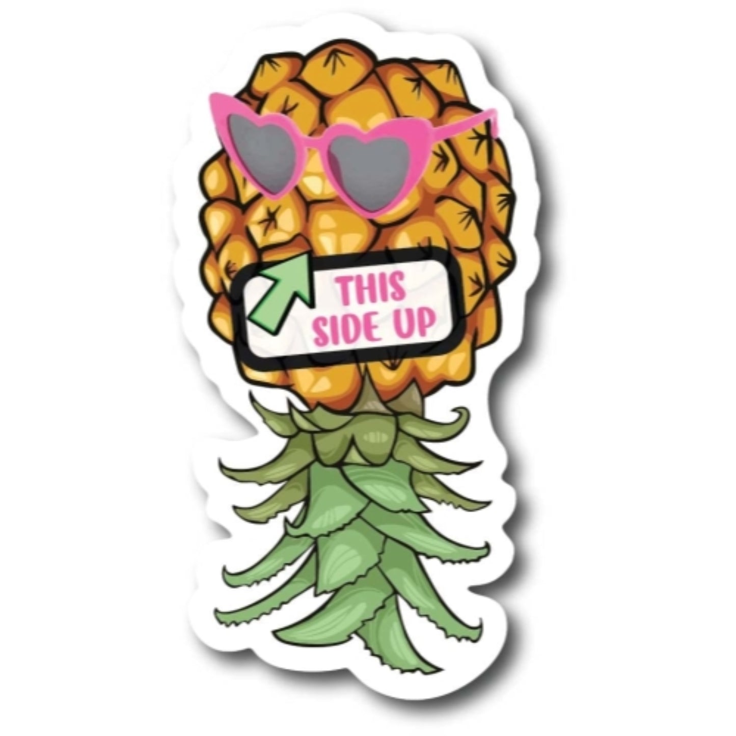 Magnet Me Up This Side Up Upside Down Pineapple with Sunglasses Magnet Decal, 3x6 Inch, Heavy Duty Automotive Magnet for Car, Truck, SUV, Cruise Ship Door or Any Other Magnetic Surface