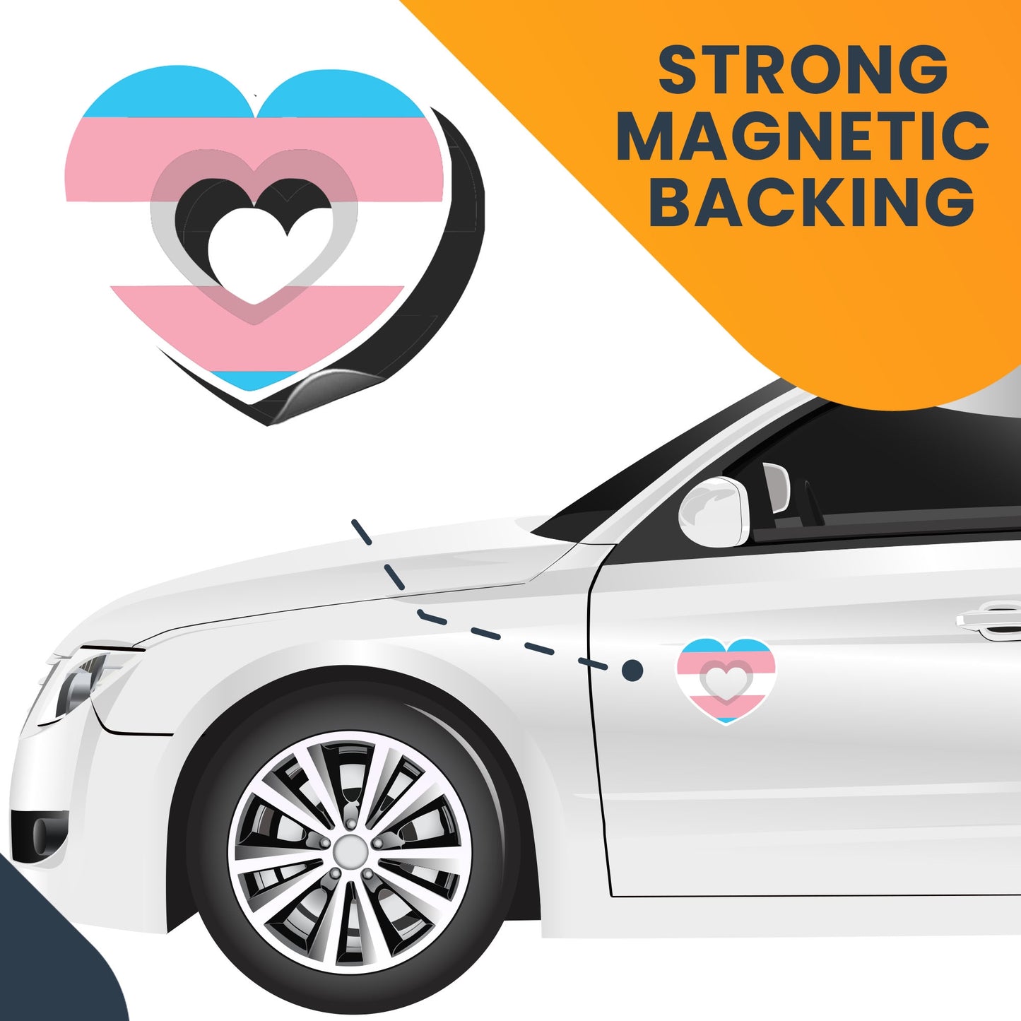 Magnet Me Up LGBTQA LGBTQ Transgender Pride Flag Heart Magnet Decal, 4.5x5 Inch, Support Gay Pride and Equality, Love Conquers All, Automotive Magnet for Car, Truck, Made in USA