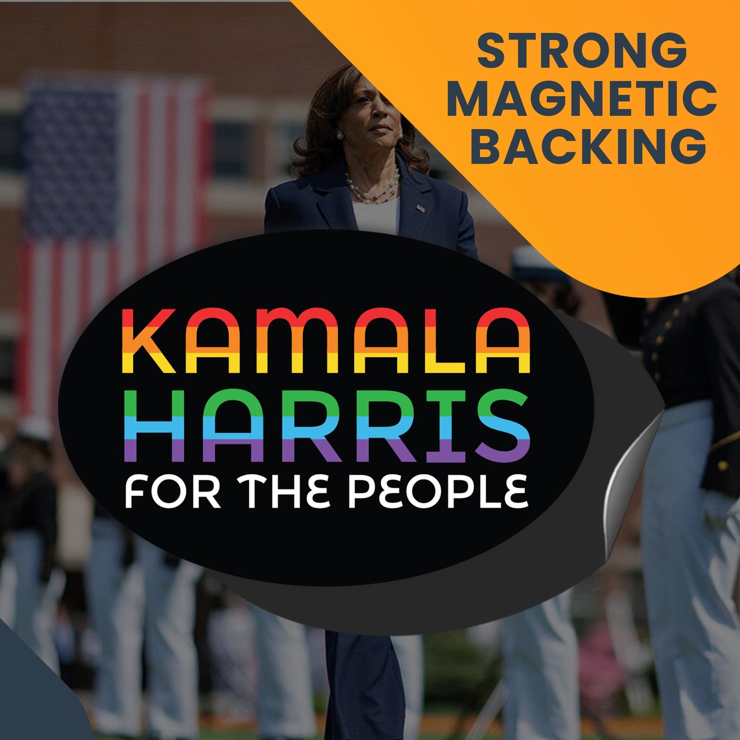 Magnet Me Up Kamala Harris 2024 Magnetic Decal, for The People, 4x6 inch Oval, Rainbow Car Magnet, Bumper Magnet