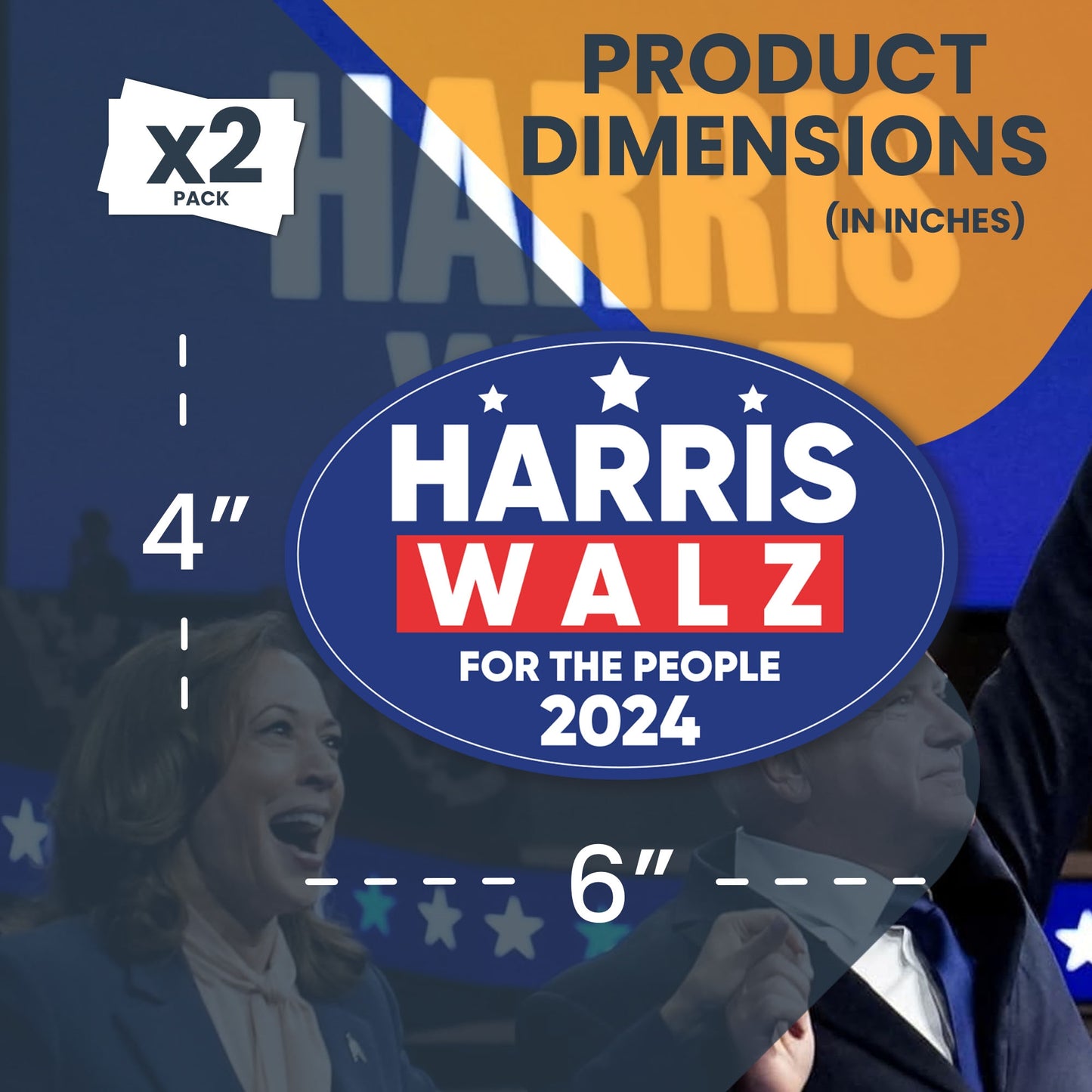 Magnet Me Up Kamala Harris Waltz 2024 Election Magnetic Decal, for The People, 4x6 Inch, 2 Pack, Harris for President, Kamala Harris Car Magnet, Democrat, Bumper Magnet