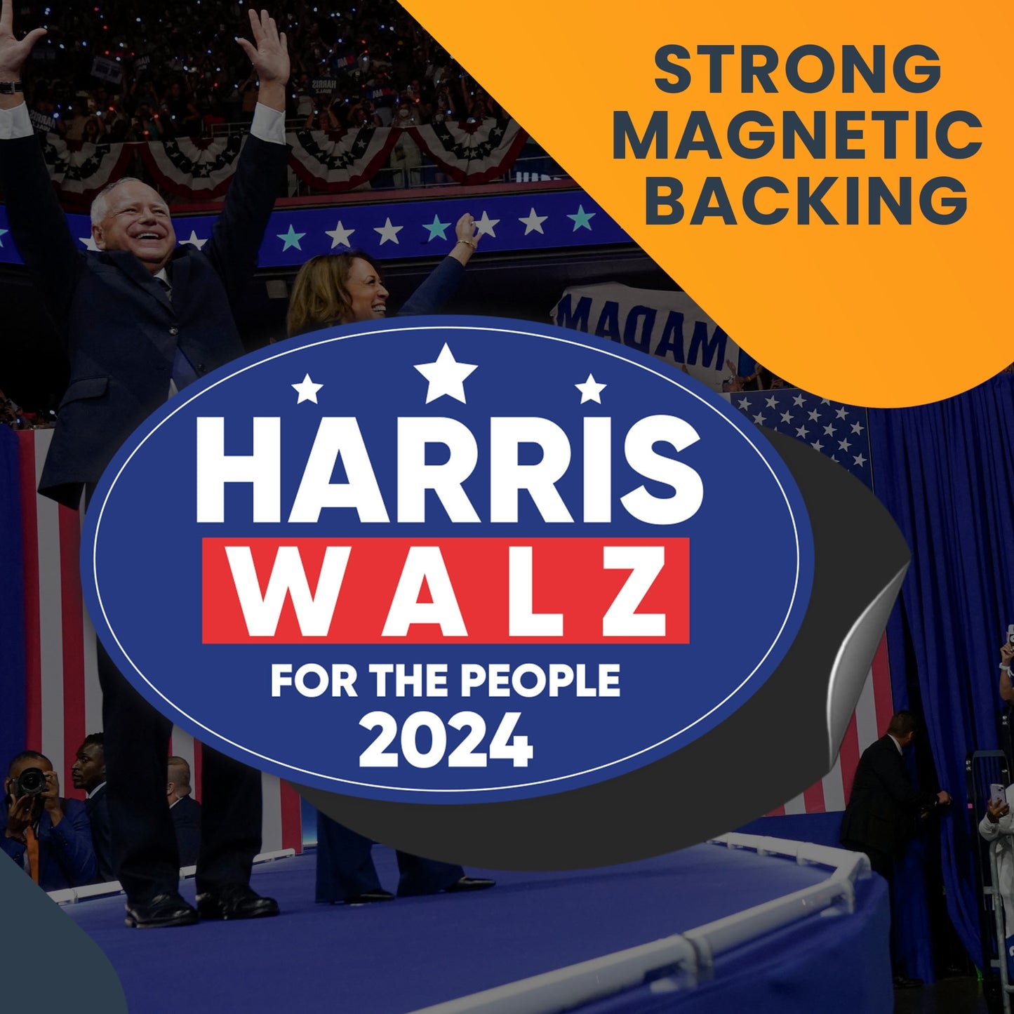 Magnet Me Up Kamala Harris Waltz 2024 Election Magnetic Decal, for The People, 4x6 Inch Oval, Harris for President, Kamala Harris Car Magnet, Democrat, Bumper Magnet