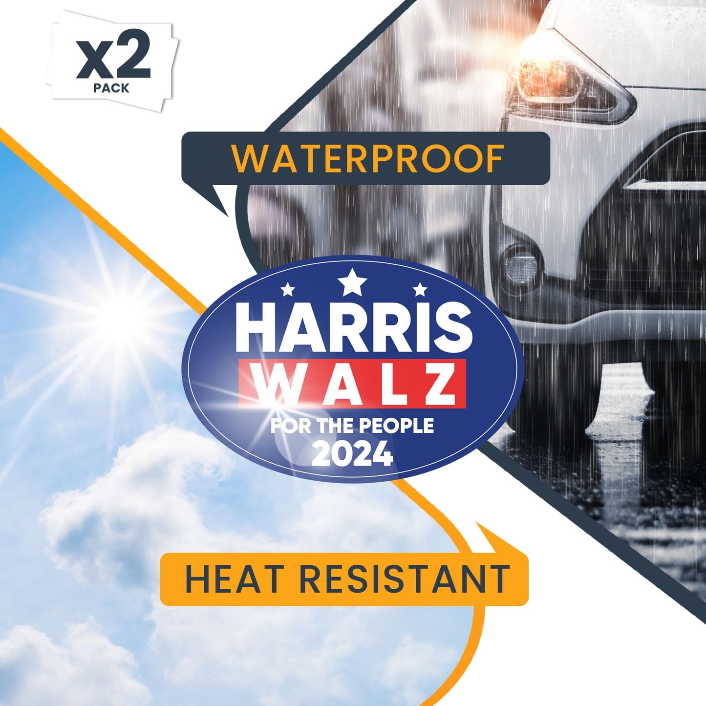 Magnet Me Up Kamala Harris Waltz 2024 Election Magnetic Decal, for The People, 4x6 Inch, 2 Pack, Harris for President, Kamala Harris Car Magnet, Democrat, Bumper Magnet