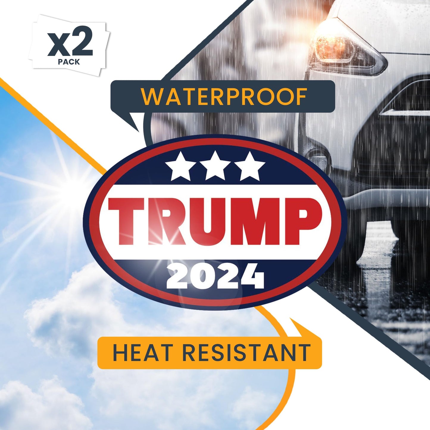 Magnet Me Up Trump 2024 Republican Party Magnet Decal, 4x6 Inch, 2 Pack, for President, Automotive Magnet for Car, or Any Magnetic Surface, Election Campaign Souvenir, Crafted in USA