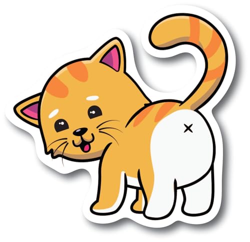 Magnet Me Up Cat Butt Car Magnet Decal, 5 Inch, Orange, Cute Cat Bum, for Cat Lovers and Humour Enthusiasts, Funny, Bumper Accessories