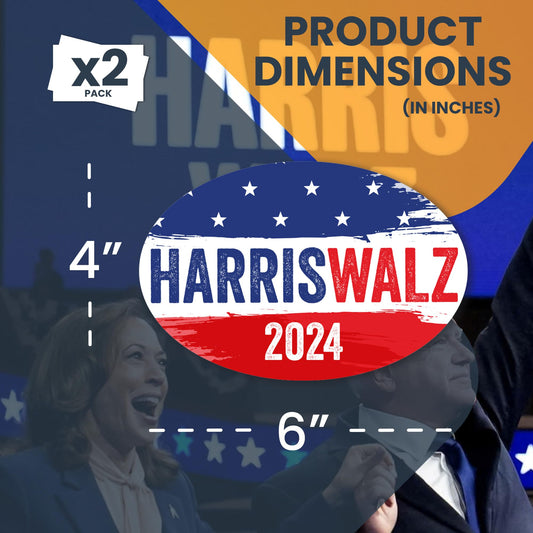 Magnet Me Up Kamala Harris Waltz 2024 Election Magnetic Decal, 4x6 Inch Oval, 2 Pack, Kamala Harris for President, Harris 2024, Kamala Harris Car Magnet, Democrat, Bumper Magnet, Crafted in USA