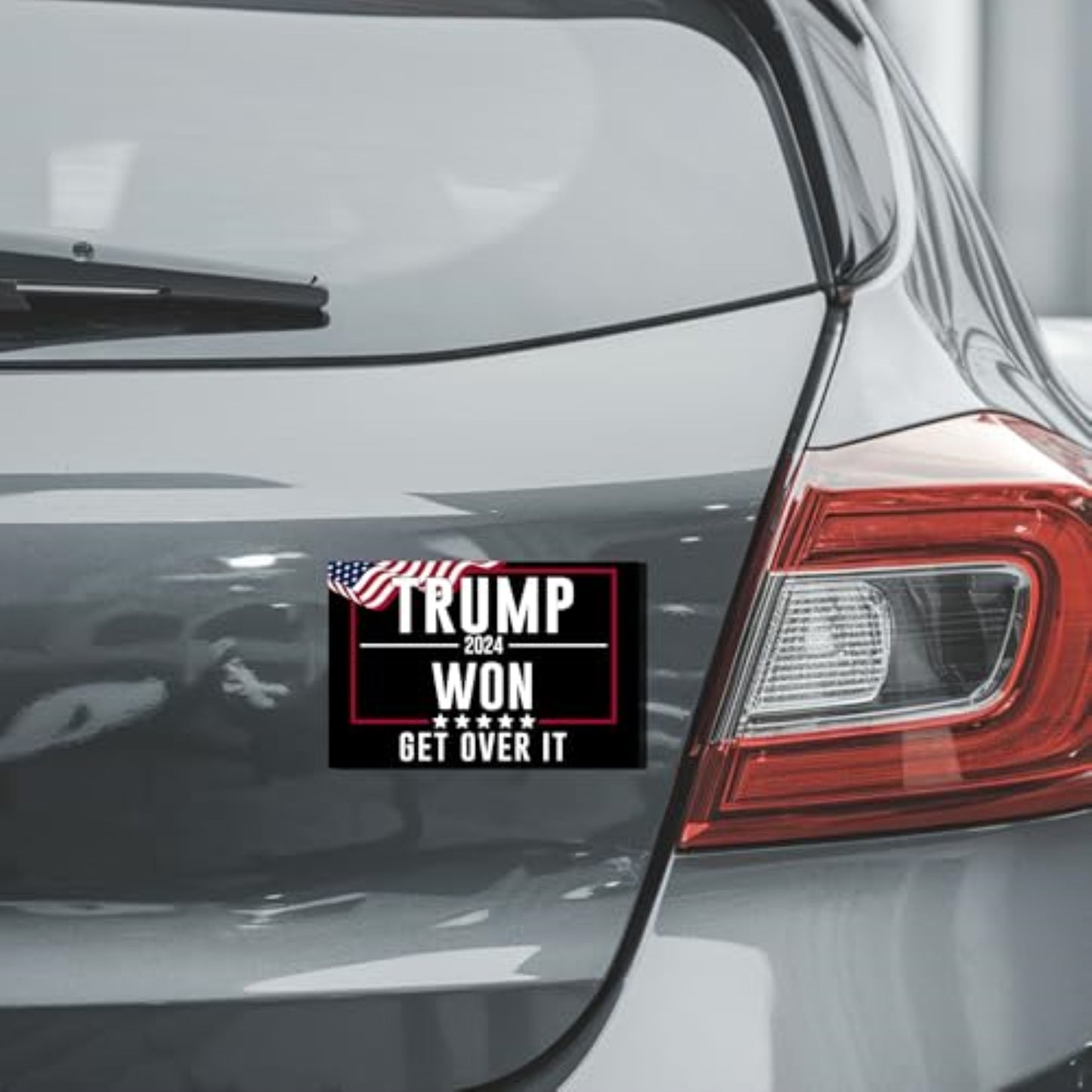 Magnet Me Up Trump Won Get Over It Car Magnet Decal, 4x6 Inch Rectangle, Waving American Flag, 47th US President, Souvenir, for Fridge