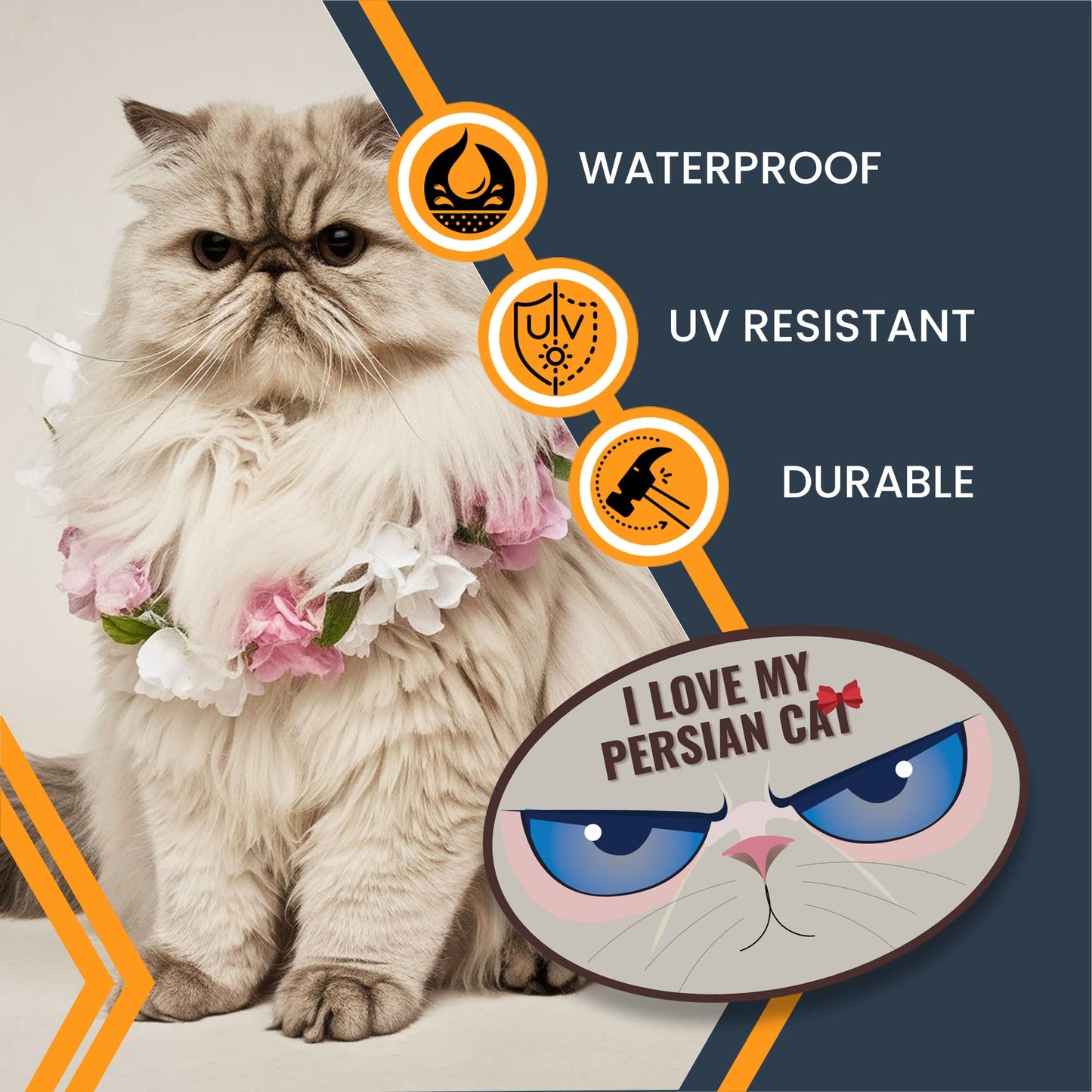 Magnet Me Up I Love My Persian Cute Cat Breed Car Magnet Decal, 4x6 Inches Oval, Loving Companions, Iconic Felines, Bumper Magnet, Fridge Decor